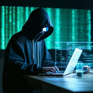 hacker showing penetration testing